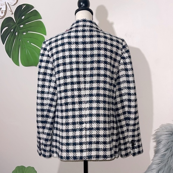 Talbots Blazer Wool Blend Navy Black Ivory Checkers Rainbow Confetti 16 Petite - Picture 4 of 13